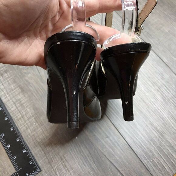 Etienne Aigner Womens Bronte Black Bow Slingback Heels Round Toe Size 8M - Picture 8 of 10